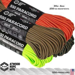 Paracord 550 Atwood Rope® 30 m coyote, 7 fire, 250 kg forta de tractiune