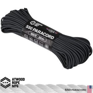 Paracord 550 Atwood Rope® 30 m black, 7 fire, 250 kg forta de tractiune