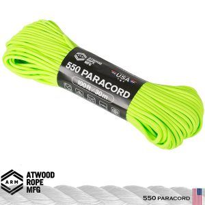 Paracord Atwood Rope® 30 m neon green, 7 fire, 250 kg forta de tractiune