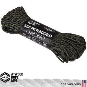 Paracord 550 Atwood Rope® 30 m woodland us, 7 fire, 250 kg forta de tractiune